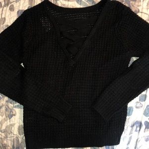 Black lace up sweater